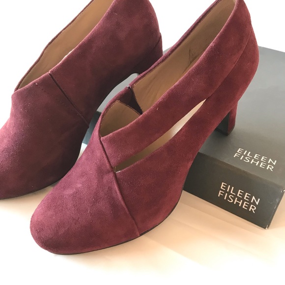 Eileen Fisher Peek Suede Bootie, Sangria - Picture 2 of 6